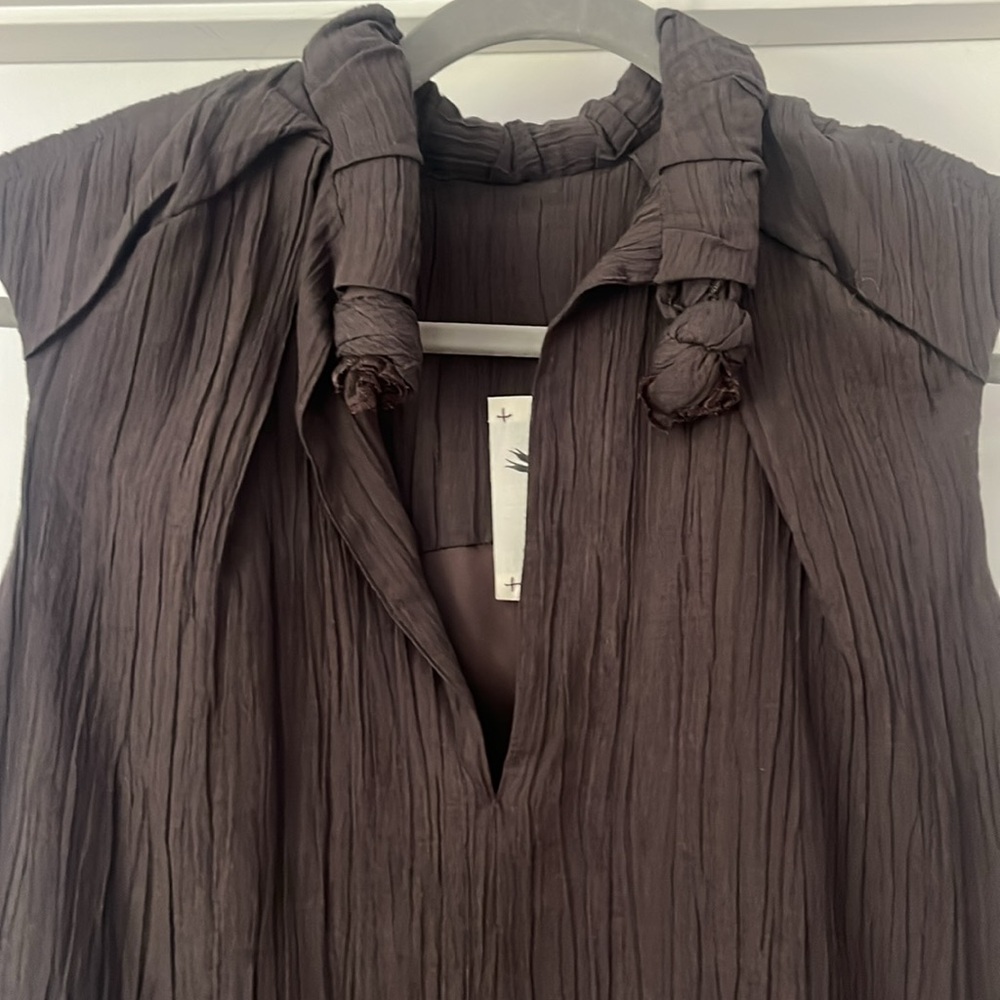 aéthérée of Switzerland brownish gray shift crinkly cotton lined dress 38